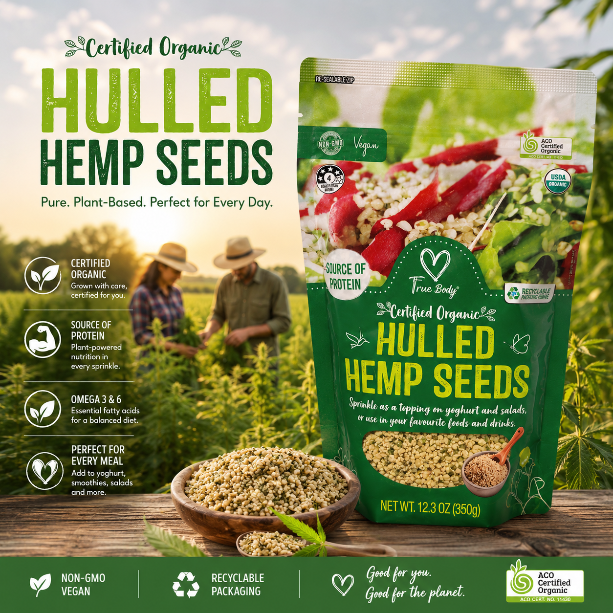 Organic Hulled Hemp Seeds