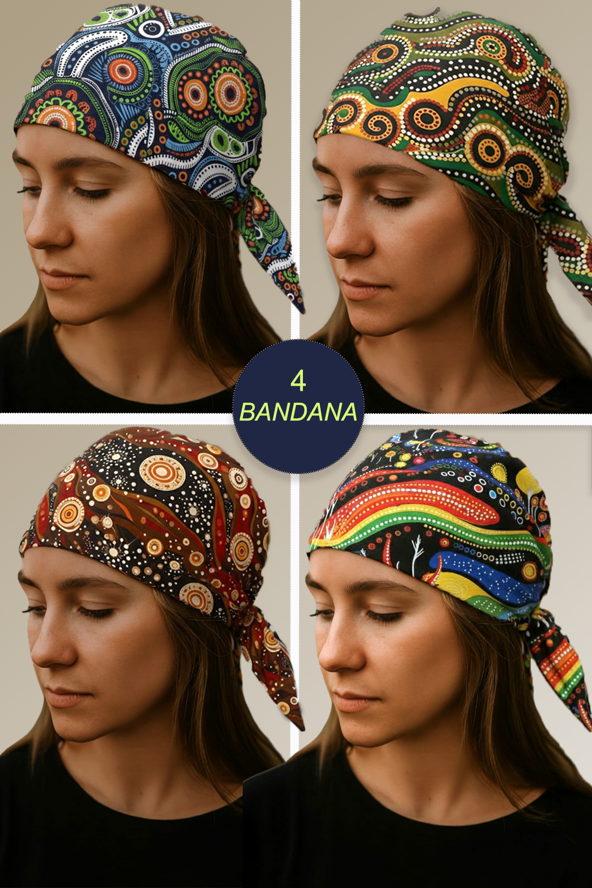 4 PCS Premium Bandana Set – 100% Cotton • Inspired by Australian Spirit