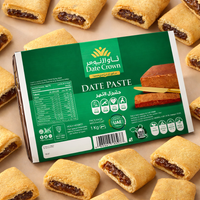 Date paste packaging with cookies on a beige background