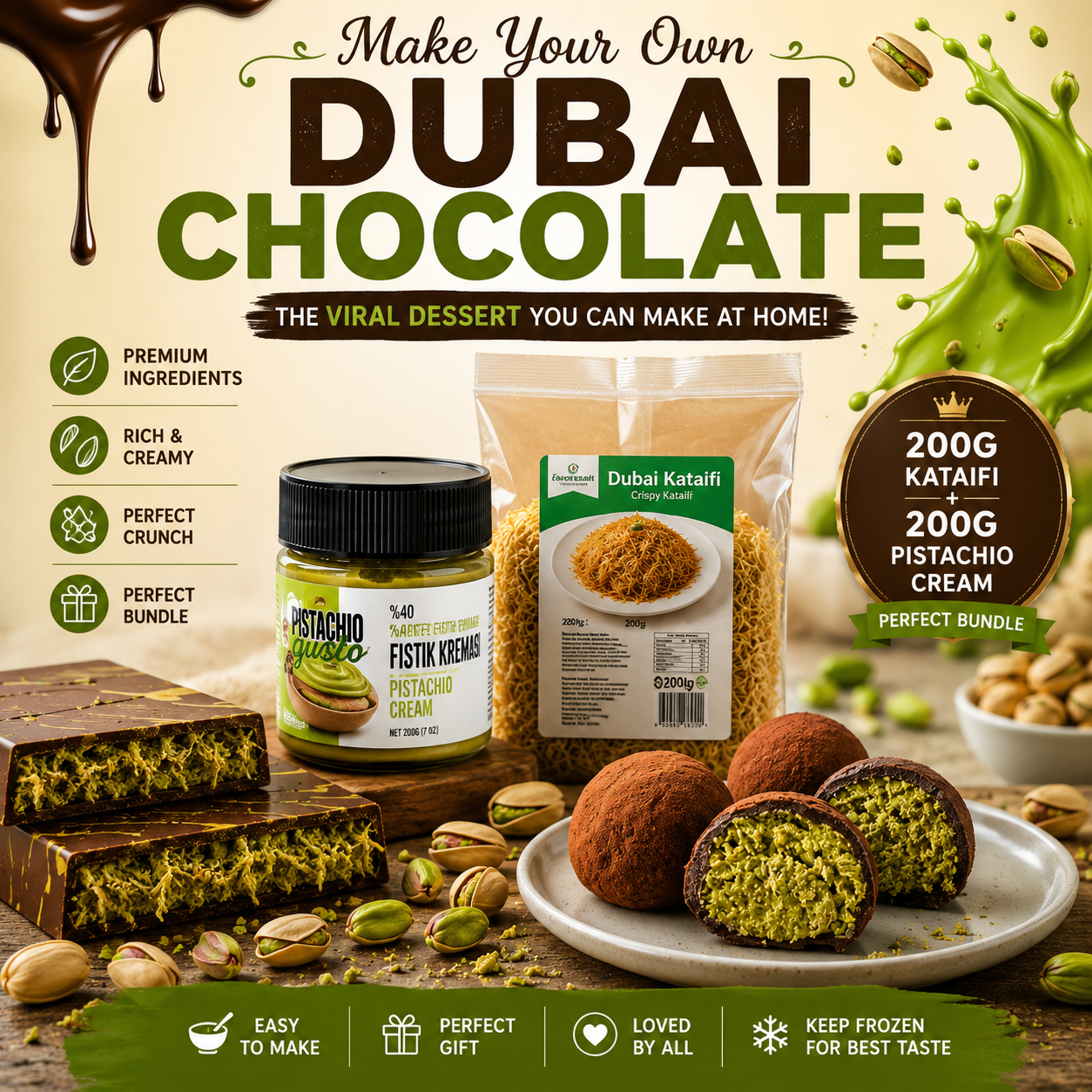 make your own dubai chocolate mochi
