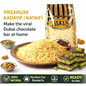 Alkis Kadayif/Kataifi packaging with a bowl of shredded dough and chocolate-dipped treats on a white background.