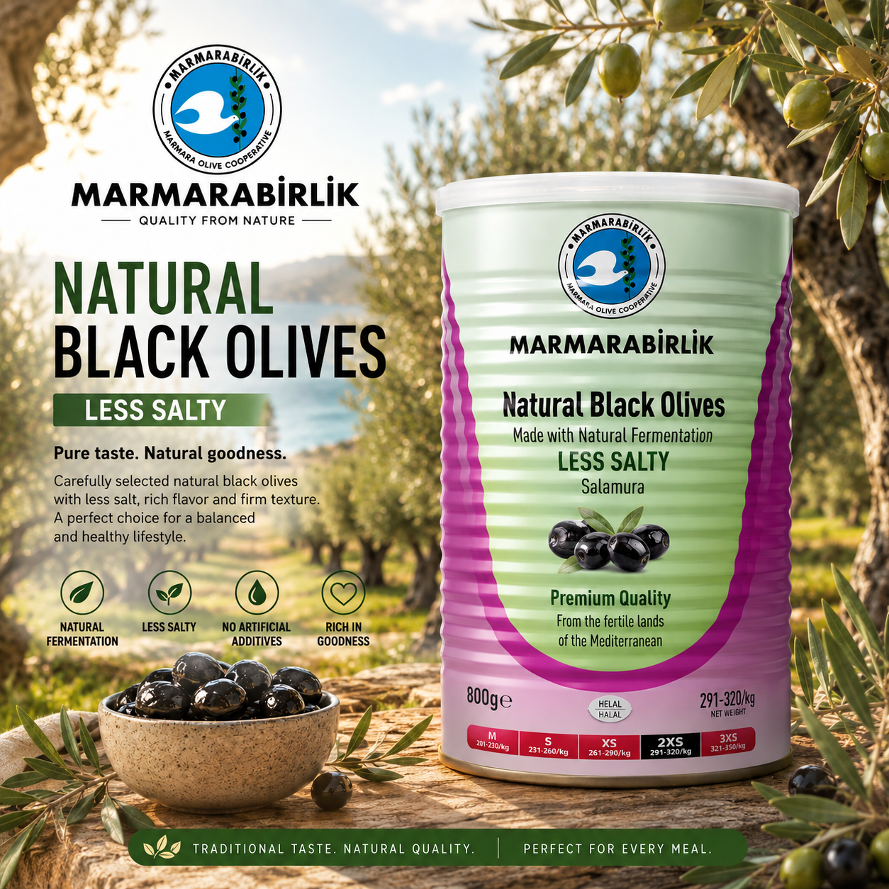 less salty olives
