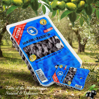 Packaged olives with Marmarabirlik branding in an olive grove.